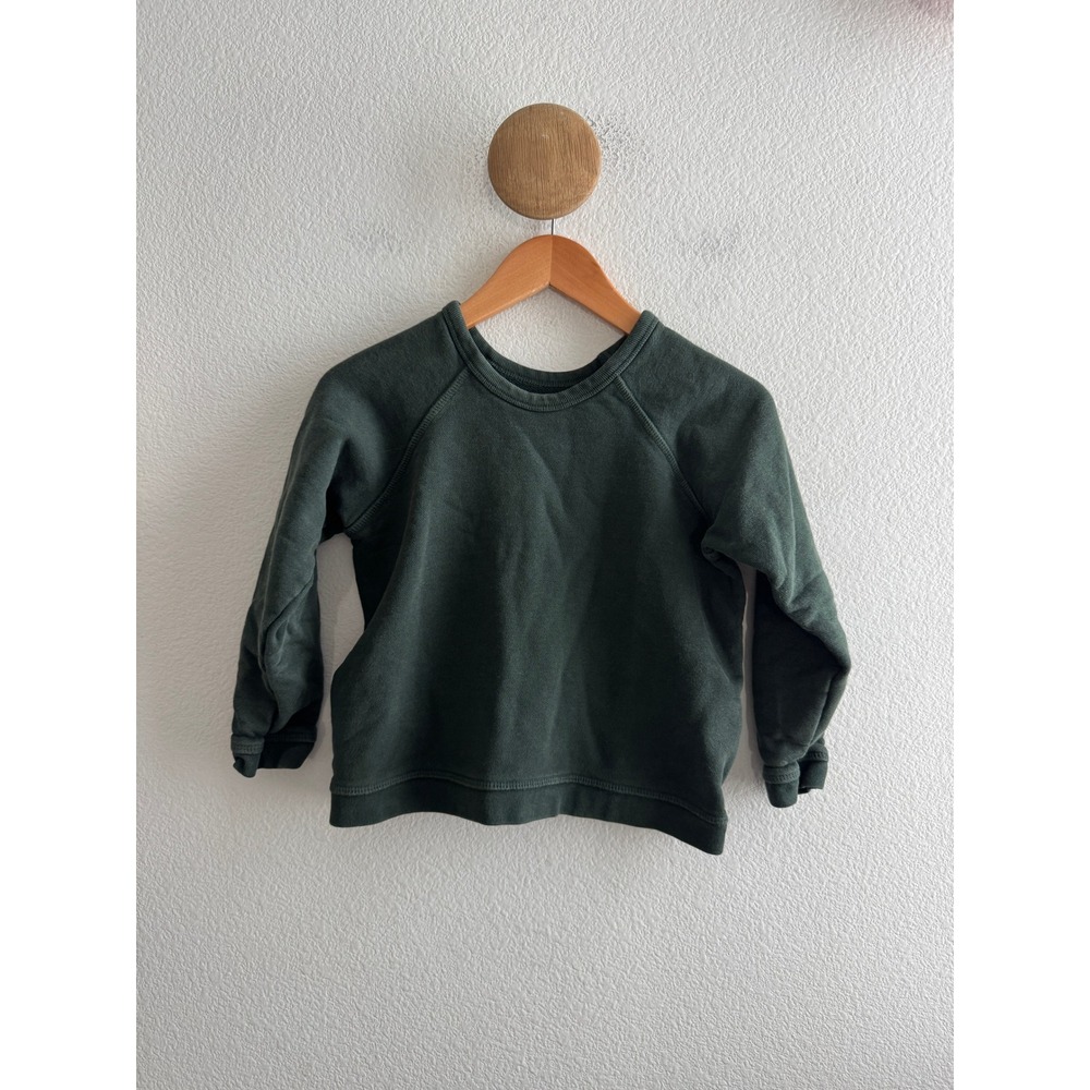Hey Gang Kids Forest Green Raglan Cotton Sweatshirt Size 6/7 Made in USA